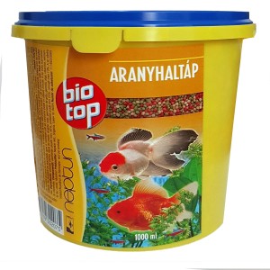 Vödör sárga Biotop aranyhal táp granulátum, 1000ml.