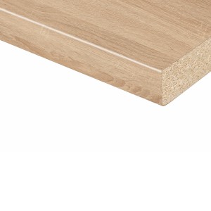 Kaindl munkalap Sonoma világos tölgy, 260 cm, a faszerkezet és a lekerekített él részletnézete.