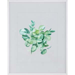 Fehér műanyag képkeret (40x50 cm) eukaliptusz mintával.