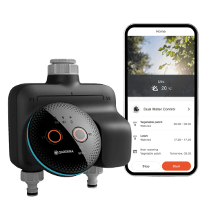 Gardena Smart Dual Water Control öntözőkomputer applikációval.