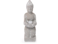 Buddha kerti szobor álló beton 35,5 cm x 12 cm x 15 cm szürke-fehér
