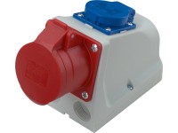 CEE kombinált fali csatlakozóaljzat 5 pólusú IP44, 16 A piros-szürke-kék