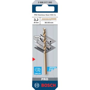 Bosch Pro Stainless Steel csigafúró, 3,2 mm, fémmegmunkáláshoz.