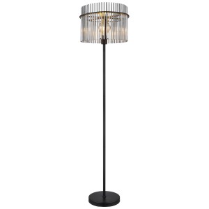 Globo Gorley állólámpa, fekete/füstszínű, Ø 38 cm. Design lámpa hangulatos világításhoz.