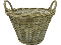 Virágkosár rattanból fogantyúkkal 35 cm x 35 cm x 25 cm szürke