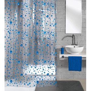 Kleine Wolke Bubble zuhanyfüggöny, tengerészkék, átlátszó kék cseppekkel, 180x200 cm.