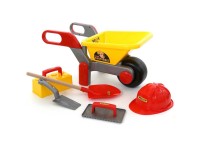 Játék kőműves készlet talicskával 64 cm x 35 cm x 33 cm