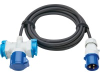 Lakókocsi-hosszabbítókábel 2 x CEE 16 A 5 m IP44 Fekete-kék