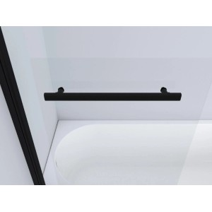Aurlane Black Comfort 1 fürdőkádparaván matt fekete kerettel, törölközőtartóval és átlátszó üveggel.