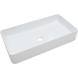 Fehér, téglalap alakú baliv WBA-7090 pultra szerelhető mosdó (61x34,5 cm) kerámiából, csaplyuk nélkül.