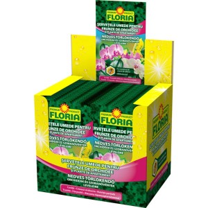 Floria nedves törlőkendők orchideákhoz és szobanövényekhez, display.