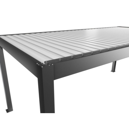 Biohort Pergola, 6x3 m, kvarc fehér: A teraszfedés részlete lamellás tetővel.
