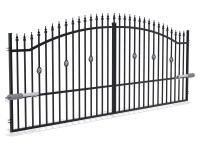 Polargos FLORA kétszárnyú kapu elektromos működtetésű fekete 160 cm x 350 cm