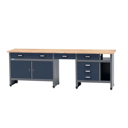 Küpper munkapad 6 fiók 2 ajtós ülőhely 84 cm x 240 cm x 60 cm sötétkék