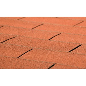 Piros, téglalap alakú tetőzsindely kerti házakhoz, 3 m²-es csomag.