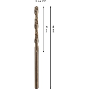 Bosch Pro Stainless Steel HSS-Co spirálfúró, Ø 3,2 mm, bronz, fémmegmunkáláshoz.
