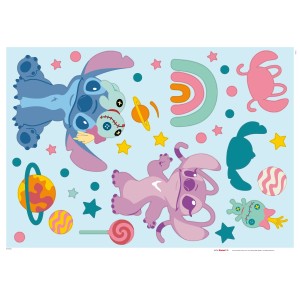 Komar Deko-Sticker Stitch World Stitch-csel, Angyallal, csillagokkal és bolygókkal faldekorációhoz.