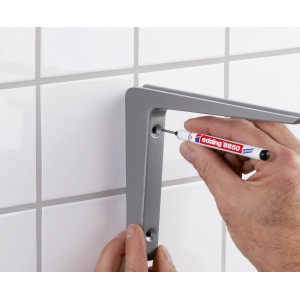 Edding 8850 fúrólyuk jelölő fekete színben, fúrólyukat jelöl egy szürke konzolon.