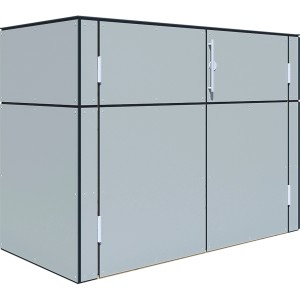 Bertilo HPL kerti szekrény, 155x75x116 cm, szürke. Időjárásálló teraszszekrény kertbe és erkélyre.