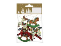 Karácsonyi függődísz 8 cm 6 db színes ló - hintaló - rénszarvas kivitelben Karácsonyi függődísz 8 cm 6 db színes ló - hintaló - rénszarvas kivitelben