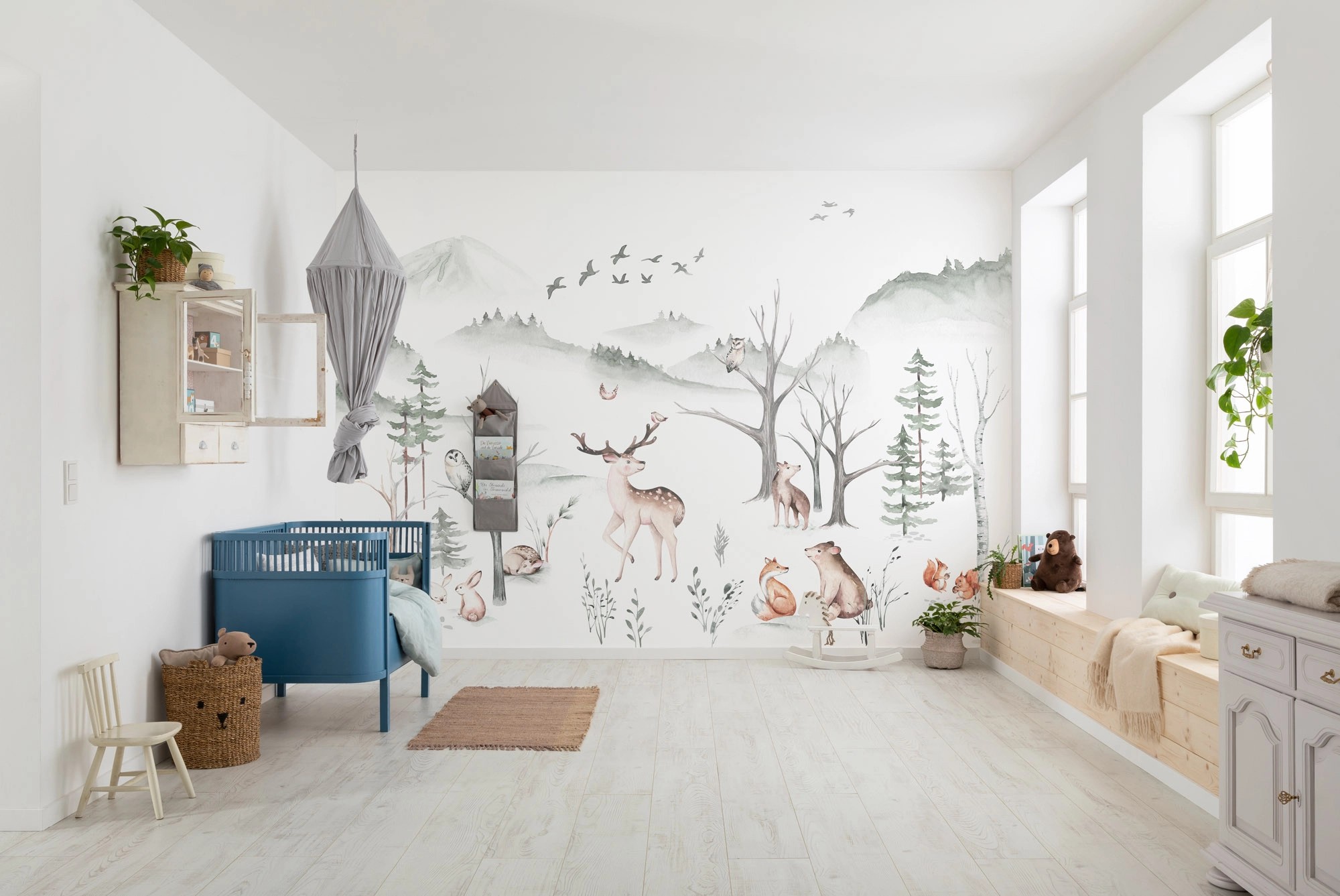 RASCH Vliesbehang 300338 Kids World bosdieren zwart kopen