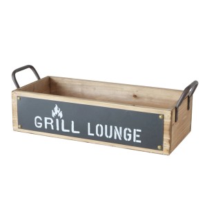 2 részes Boltze Conny tálca szett fából/fémből "Grill Lounge" felirattal.