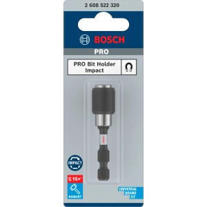 Bosch Impact Control gyorscserélő bittartó csomagolásban. Robusztus mágneses bittartó elektromos szerszámokhoz.