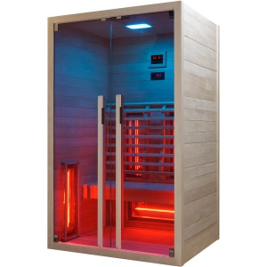 Sanotechnik Ruby 2 infrakabin 2 személy részére, hemlock fából, színes fénnyel.