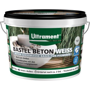 Vödör Ultrament Bastel Beton fehér 3,5 kg, pormentes öntőanyag dekorációs tárgyakhoz.