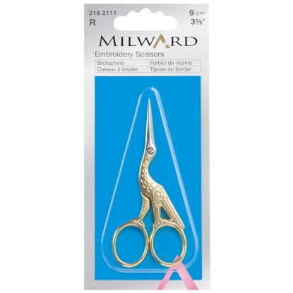 Hímzőolló gólya 9 cm arany színű