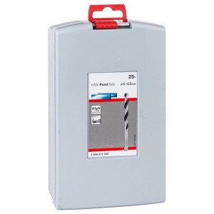 Bosch PointTeQ spirálfúró készlet, 25 darabos, Ø 1-13 mm szürke tokban.