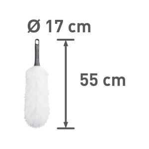 OBI mikroszálas portörlő, Ø 17 cm, 55 cm hosszú, szürke nyéllel és akasztóval.