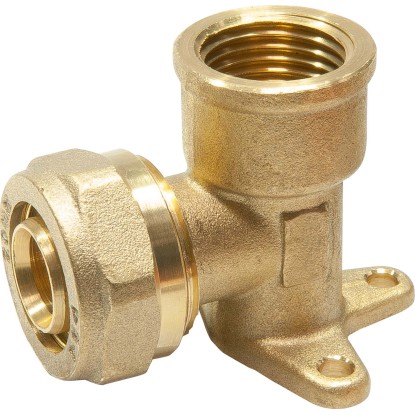 Szorítógyűrűs fali könyök 20 mm x 18,6 mm (Rp 1/2) sárgaréz