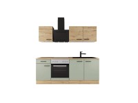 Flex-Well Exclusiv konyha 1601-005sWs Cara 210 cm nádzöld matt-Artisan tölgy Flex-Well Exclusiv konyha 1601-005sWs Cara 210 cm nádzöld matt-Artisan tölgy