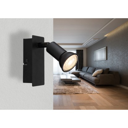 Globo Drew spotlámpa 1 izzós fekete matt 60 mm x 120 mm