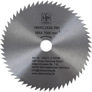 LUX-TOOLS körfűrészlap, 160 mm átmérő, 60 fog a finom vágásokhoz.