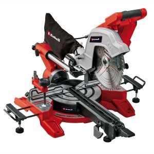 Einhell TE-SM 10 L Dual gérvágó fűrész, piros/ezüst, fűrészlappal és porzsákkal.