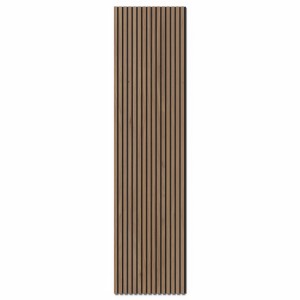 Akusztikus panel dió természetes színben fekete akusztikus filcen, 240 cm, falburkolathoz.