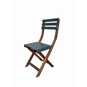 t.b.t. kerti szék fából és kék műanyagból kempingezéshez és kertbe.