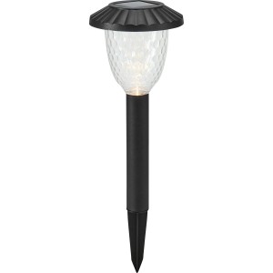 Fekete LED-es szolár lámpaoszlop, 39 cm magas, kert- és útvonalvilágításhoz.