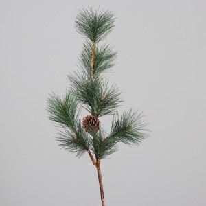 Műfenyő ág (80 cm) tobozzal, zöld műnövény dekorációhoz.