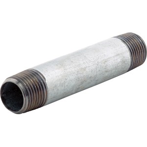 Szürke temperöntvény fitting, 21 mm (R 1/2) x 100 mm, külső menettel horganyzott csövekhez.