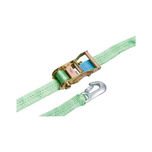 LUX racsnis rögzítőszíj, 35 mm x 6 m, karabiner kampókkal a biztonságos szállításhoz.