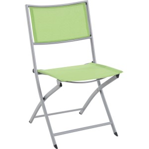 Zöld Suriname összecsukható szék karfa nélkül, acélvázzal és textil huzattal.