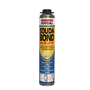 Soudal Souda Bond Easy doboz, egykomponensű poliuretán ragasztó építési és szerelési munkákhoz.