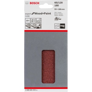 Bosch csiszolólap készlet, 93x186mm, 60/120/180 szemcseméret, rezgőcsiszolókhoz.