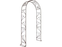 Rózsaív fém levél- és rózsamintás 116 cm x 36 cm x 230 cm rozsdaszínű Rózsaív fém levél- és rózsamintás 116 cm x 36 cm x 230 cm rozsdaszínű