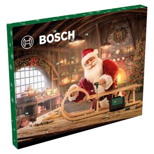 Bosch Adventi naptár 2024 barkács kéziszerszámokkal: Mikulás szánon dolgozik.