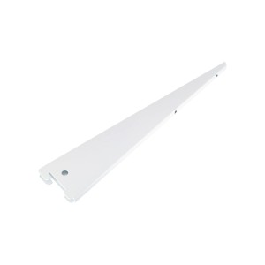 Fehér acél U-tartó (37 cm) polcokhoz, terhelhetőség 50 kg-ig.