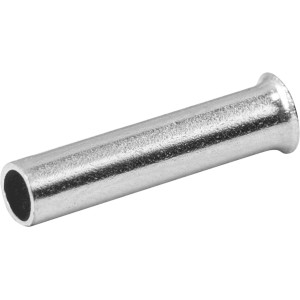 Közelkép egy ezüstszínű 1 mm²-es érvéghüvelyről kábelekhez, 100 darabos készlet.
